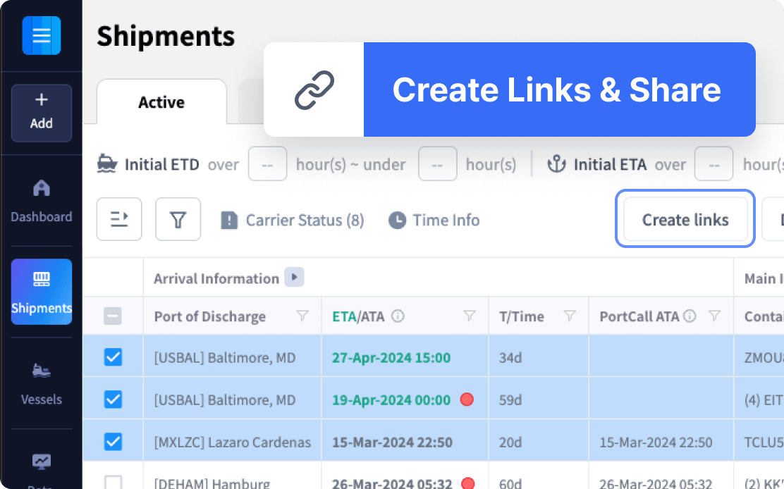 Share Shipment Status Information with Clients and Colleagues