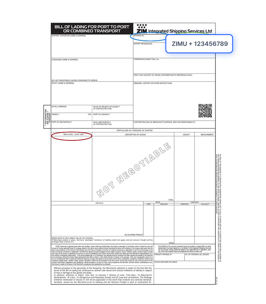 Bill of Lading Document Sample